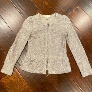J. CREW: Cotton Peplum Zip Sweater. Size XXS.